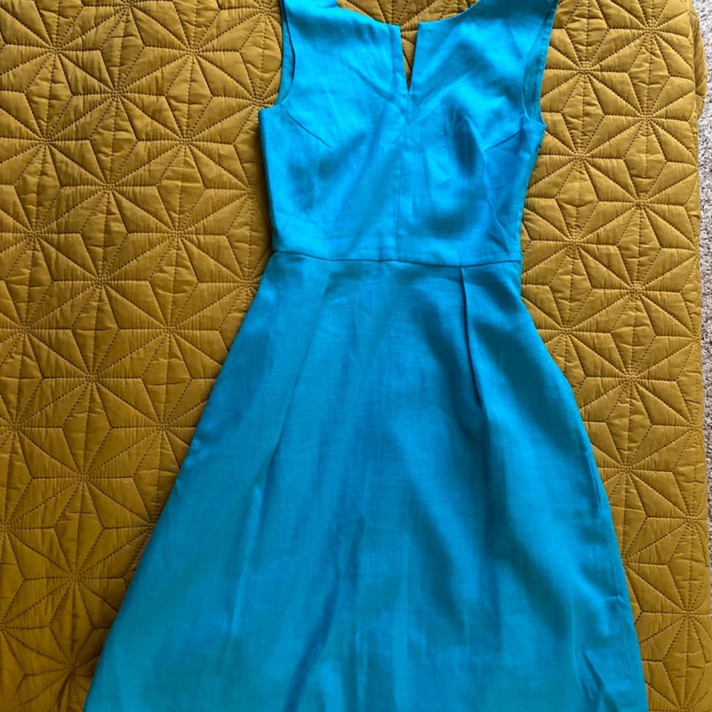 Kate Spade Turquoise Open Back Linen Dress